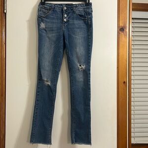 Imperial Star Girls Distressed Blue Jeans size 14 Distressed front on bo…